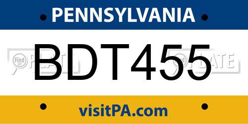 BDT455 Pennsylvania License Plate