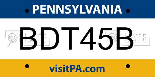 BDT45B Pennsylvania License Plate
