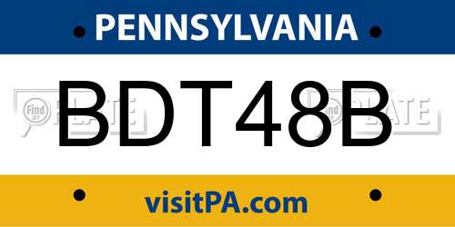 BDT48B Pennsylvania License Plate