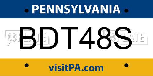 BDT48S Pennsylvania License Plate
