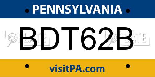 BDT62B Pennsylvania License Plate
