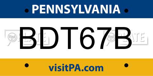 BDT67B Pennsylvania License Plate