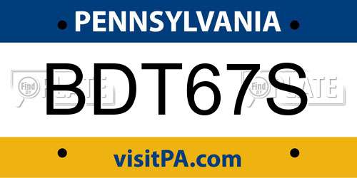 BDT67S Pennsylvania License Plate