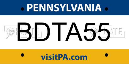 BDTA55 Pennsylvania License Plate