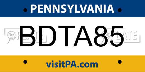 BDTA85 Pennsylvania License Plate