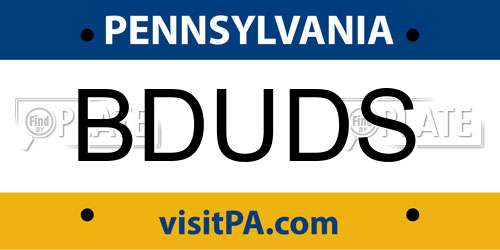 BDUDS Pennsylvania License Plate