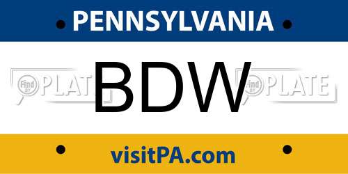 BDW Pennsylvania License Plate