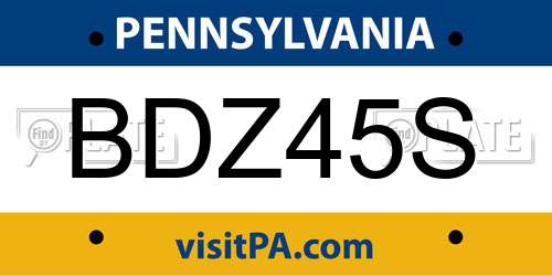 BDZ45S Pennsylvania License Plate
