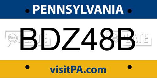 BDZ48B Pennsylvania License Plate