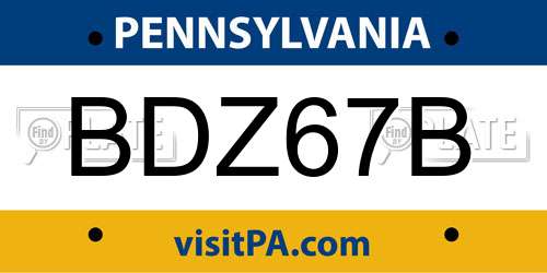 BDZ67B Pennsylvania License Plate