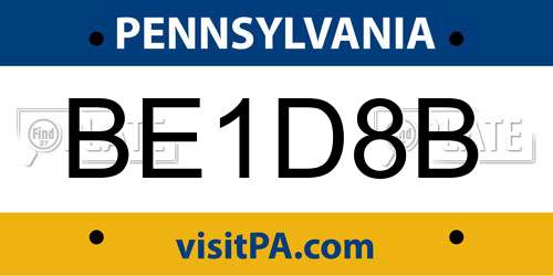 BE1D8B Pennsylvania License Plate