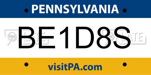 BE1D8S Pennsylvania License Plate