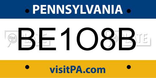 BE1O8B Pennsylvania License Plate