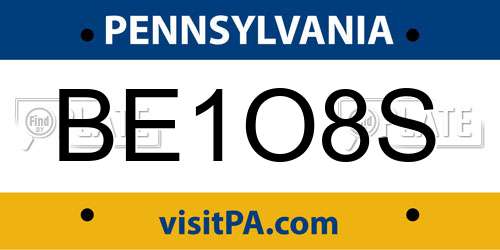 BE1O8S Pennsylvania License Plate