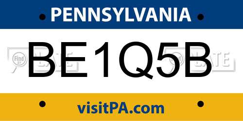BE1Q5B Pennsylvania License Plate