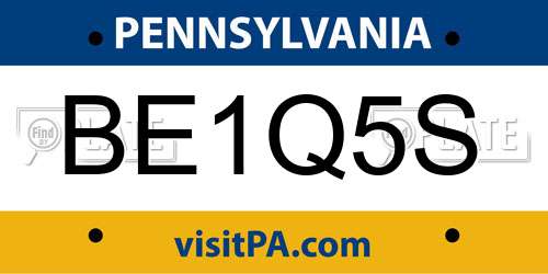 BE1Q5S Pennsylvania License Plate