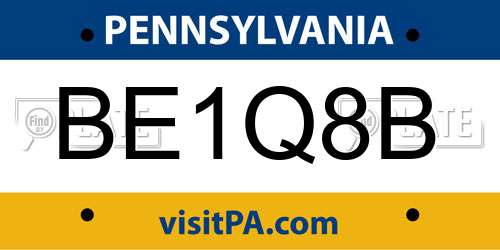BE1Q8B Pennsylvania License Plate