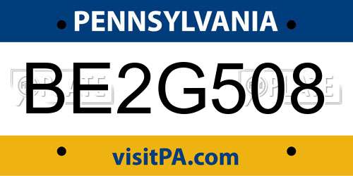 BE2G508 Pennsylvania License Plate