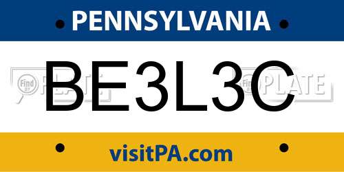 BE3L3C Pennsylvania License Plate