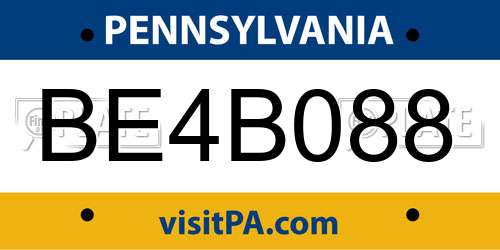 BE4B088 Pennsylvania License Plate