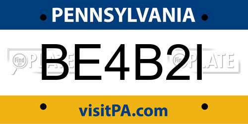 BE4B2I Pennsylvania License Plate