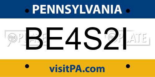 BE4S2I Pennsylvania License Plate