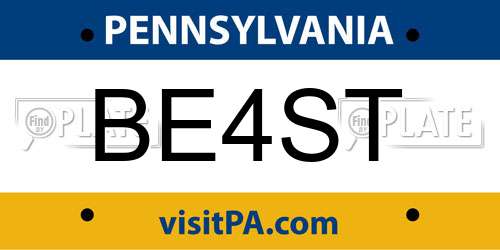 BE4ST Pennsylvania License Plate