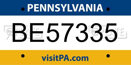 BE57335 Pennsylvania License Plate