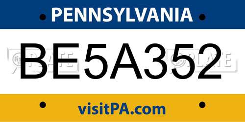 BE5A352 Pennsylvania License Plate