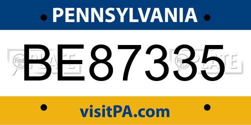 BE87335 Pennsylvania License Plate