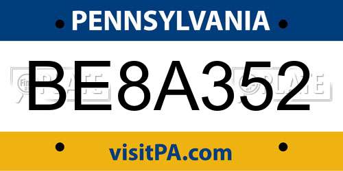 BE8A352 Pennsylvania License Plate