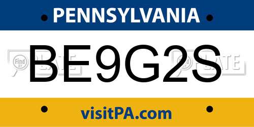 BE9G2S Pennsylvania License Plate