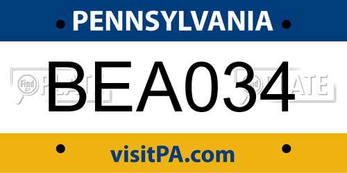 BEA034 Pennsylvania License Plate