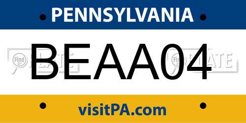 BEAA04 Pennsylvania License Plate