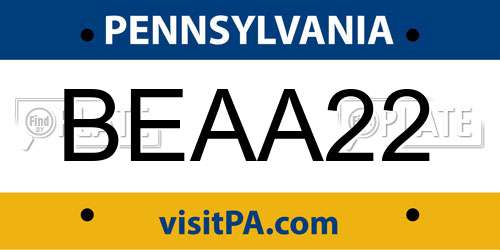 BEAA22 Pennsylvania License Plate