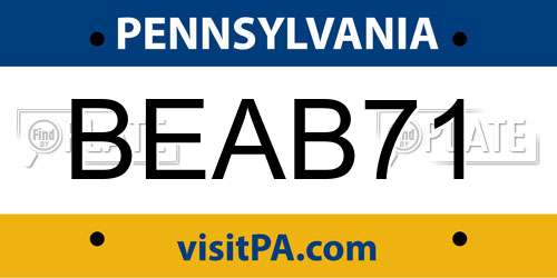 BEAB71 Pennsylvania License Plate