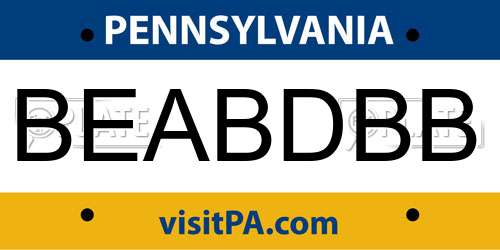 BEABDBB Pennsylvania License Plate