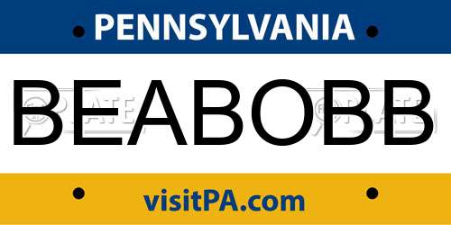 BEABOBB Pennsylvania License Plate