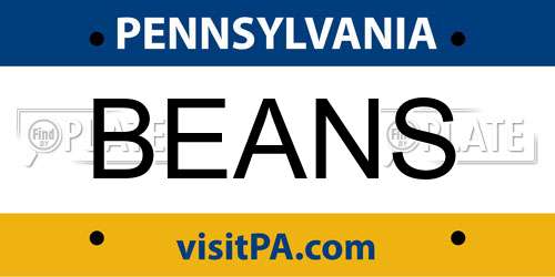 BEANS Pennsylvania License Plate