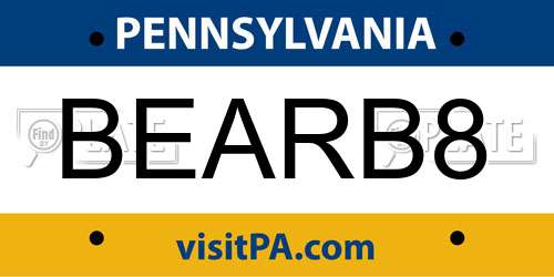 BEARB8 Pennsylvania License Plate