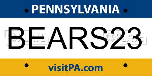 BEARS23 Pennsylvania License Plate