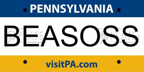 BEASOSS Pennsylvania License Plate