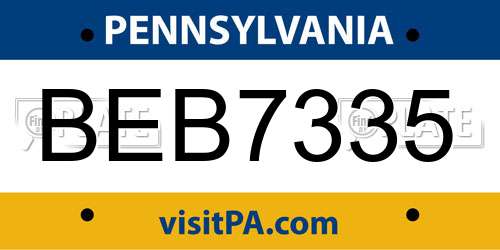 BEB7335 Pennsylvania License Plate
