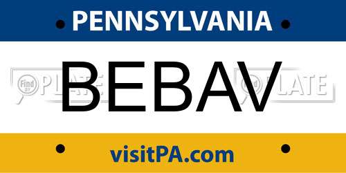 BEBAV Pennsylvania License Plate