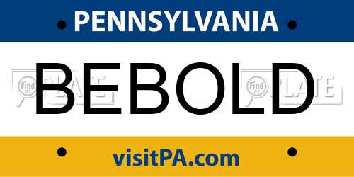 BEBOLD Pennsylvania License Plate