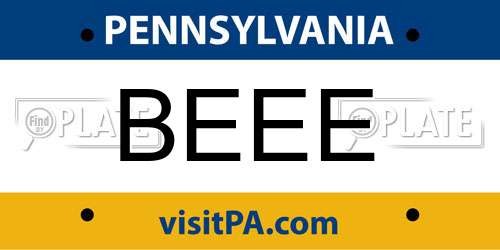 BEEE Pennsylvania License Plate