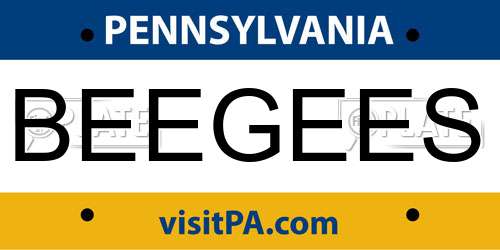 BEEGEES Pennsylvania License Plate