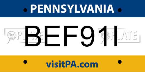 BEF91I Pennsylvania License Plate
