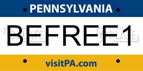 BEFREE1 Pennsylvania License Plate