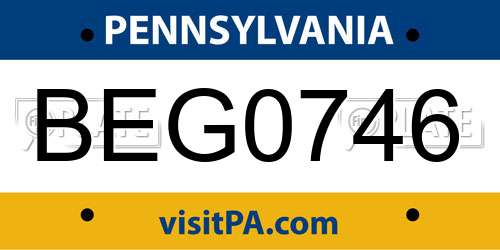BEG0746 Pennsylvania License Plate